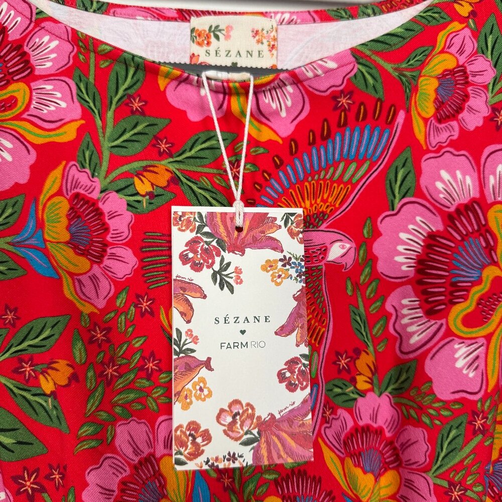 NWT Sézane x Farm Rio collab - Pippa Dress - floral/tropical/bird print - size M